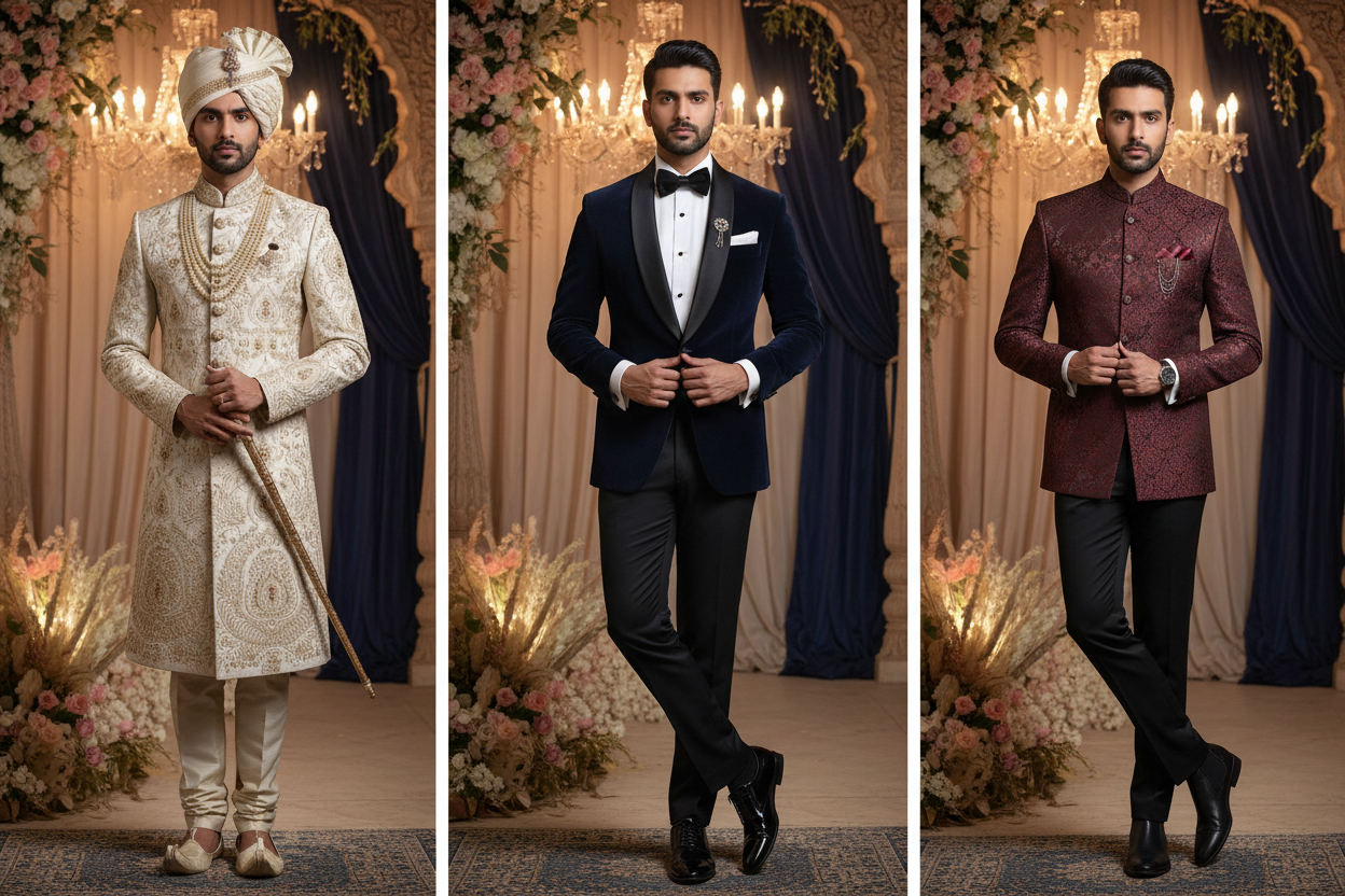The Ultimate Groom's Guide: Sherwani, Tuxedo & Indo-Western — Which Style Is Right for You?