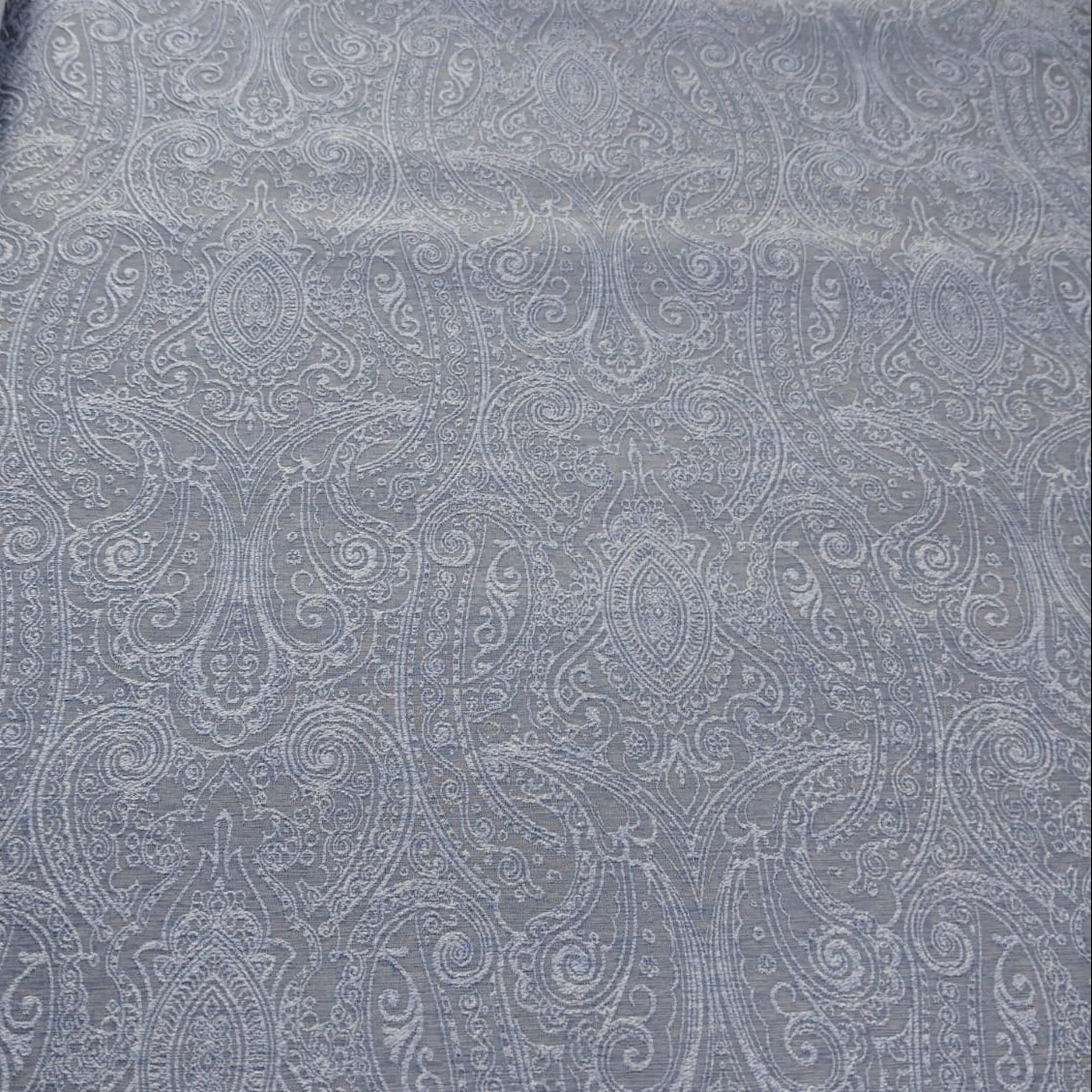 Steel Blue Paisley Jacquard Groom Sherwani with Turban