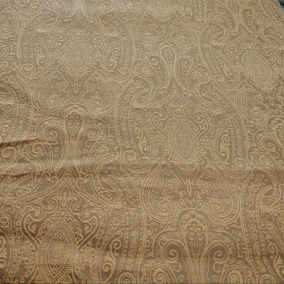 Light Golden Paisley Jacquard Groom Sherwani with Turban