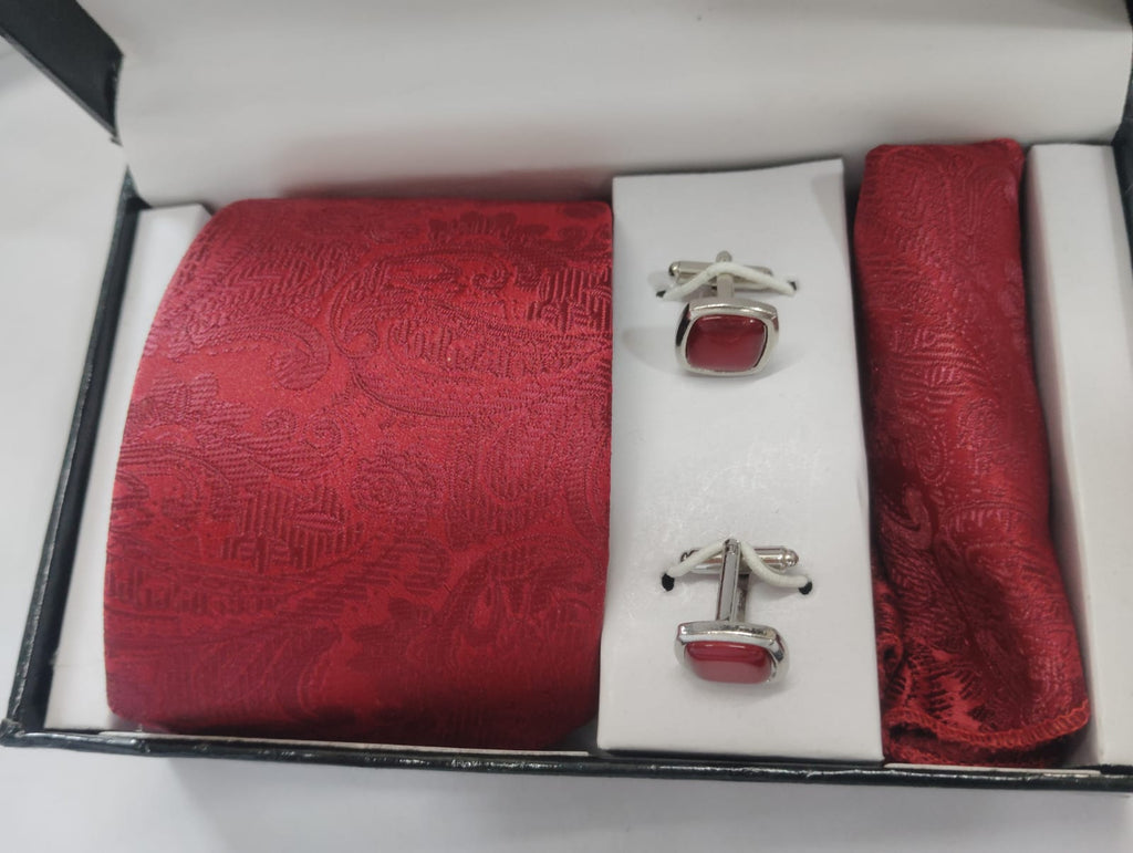 Burgundy Red Silk Tie Gift Set