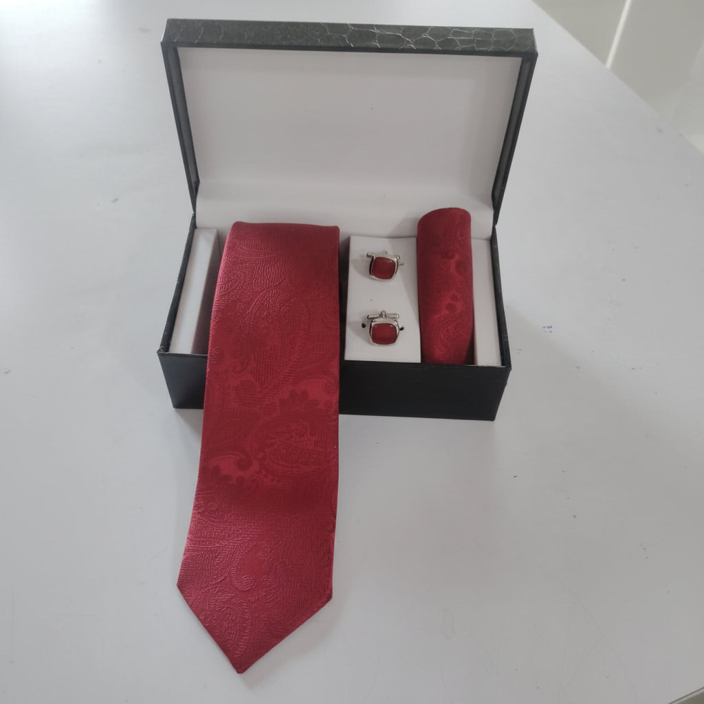 Burgundy Red Silk Tie Gift Set