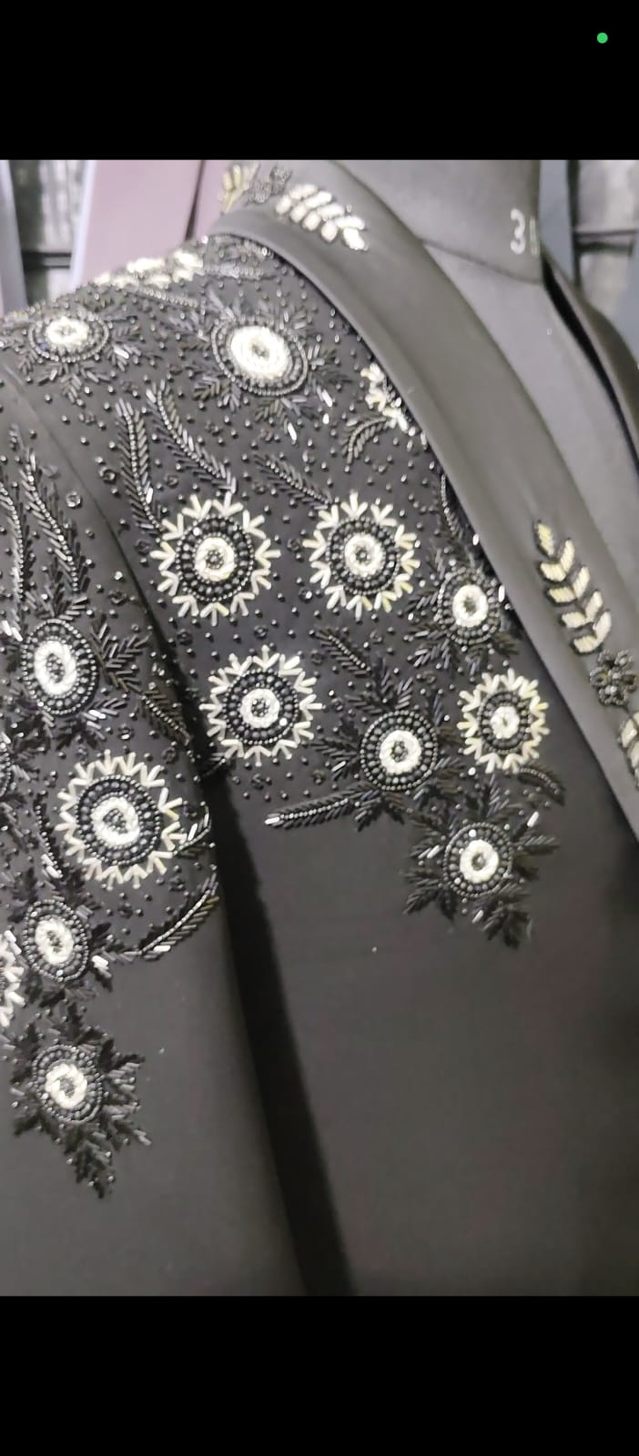 Black Floral Embroidered Shawl Lapel Tuxedo