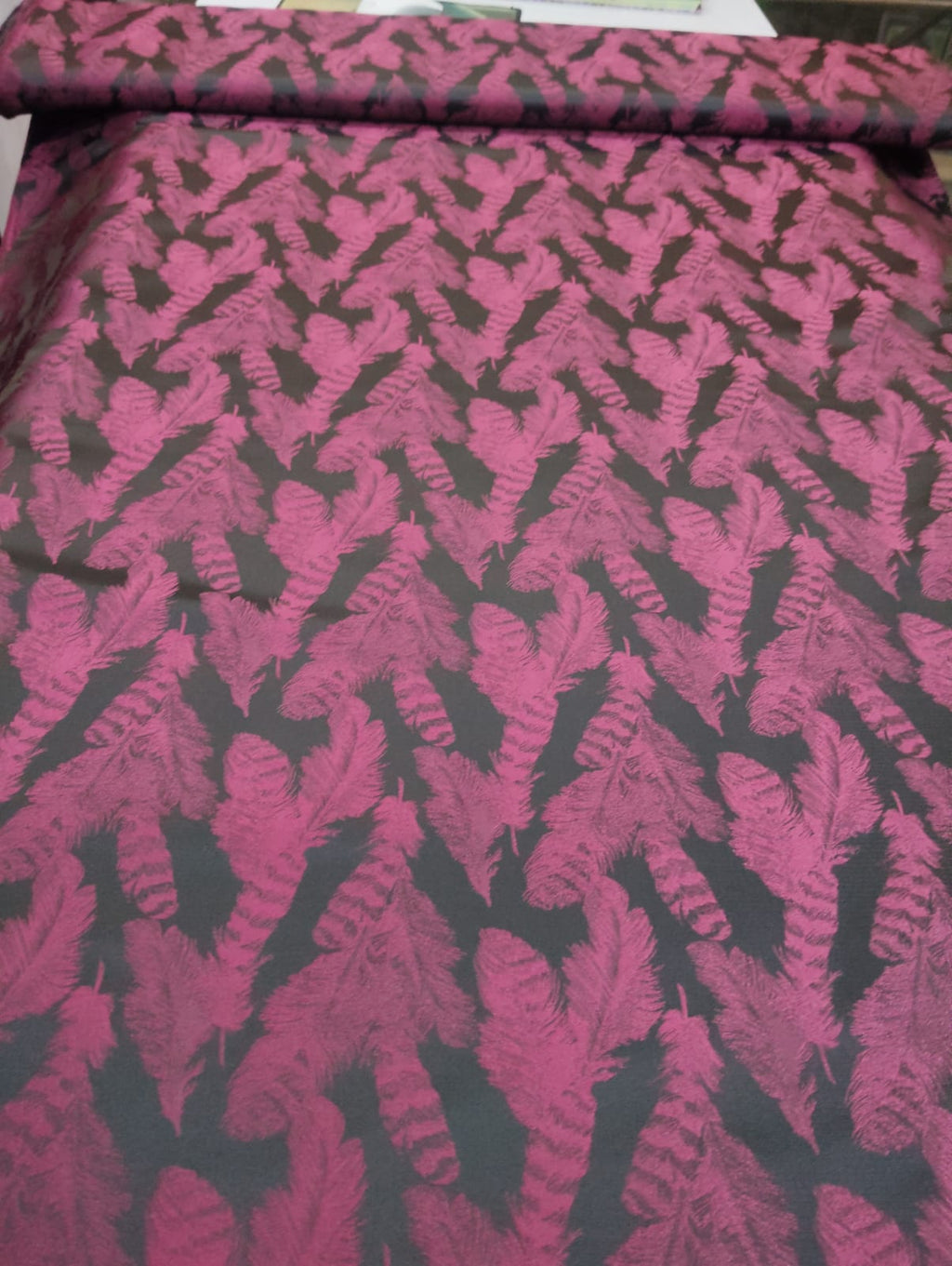 Pink Feather Print Sadri – Sleeveless Jacket Fabric