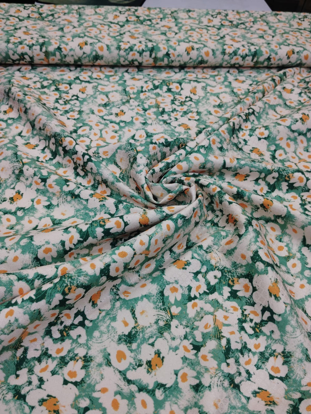 Teal Daisy Print Indo Western – Short Sherwani Style Fabric
