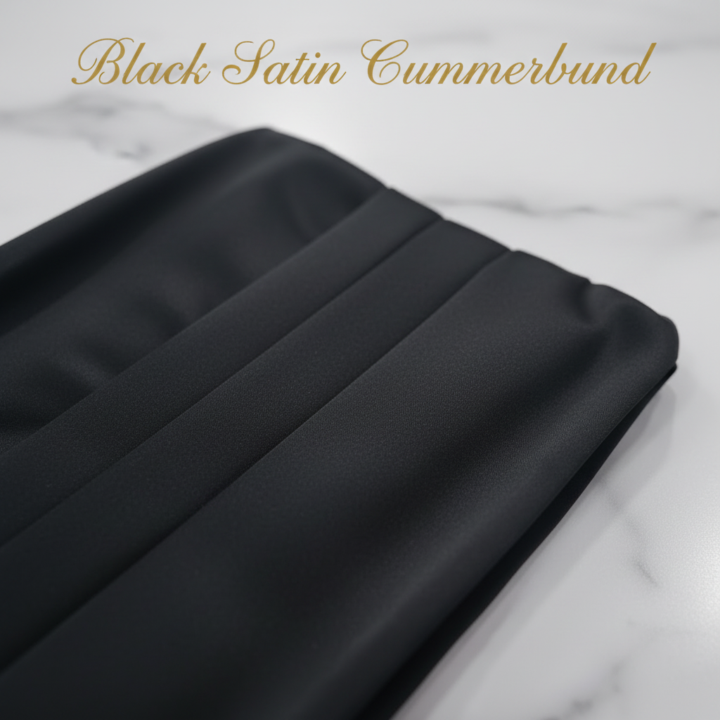 Black Satin Cummerbund - Zoom