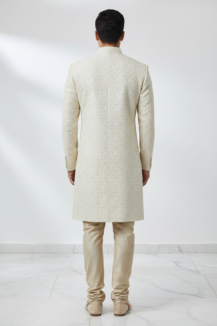 Cream Sherwani Back