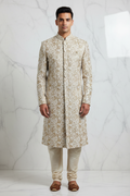 Gold Champagne Sparkle Embroidery Groom Sherwani