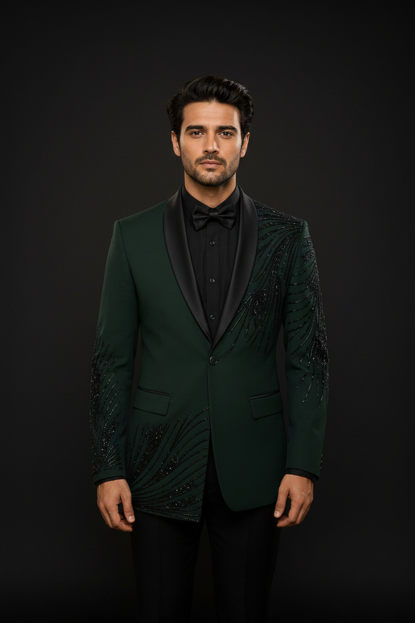 Emerald Tuxedo - Black Shirt Full Body