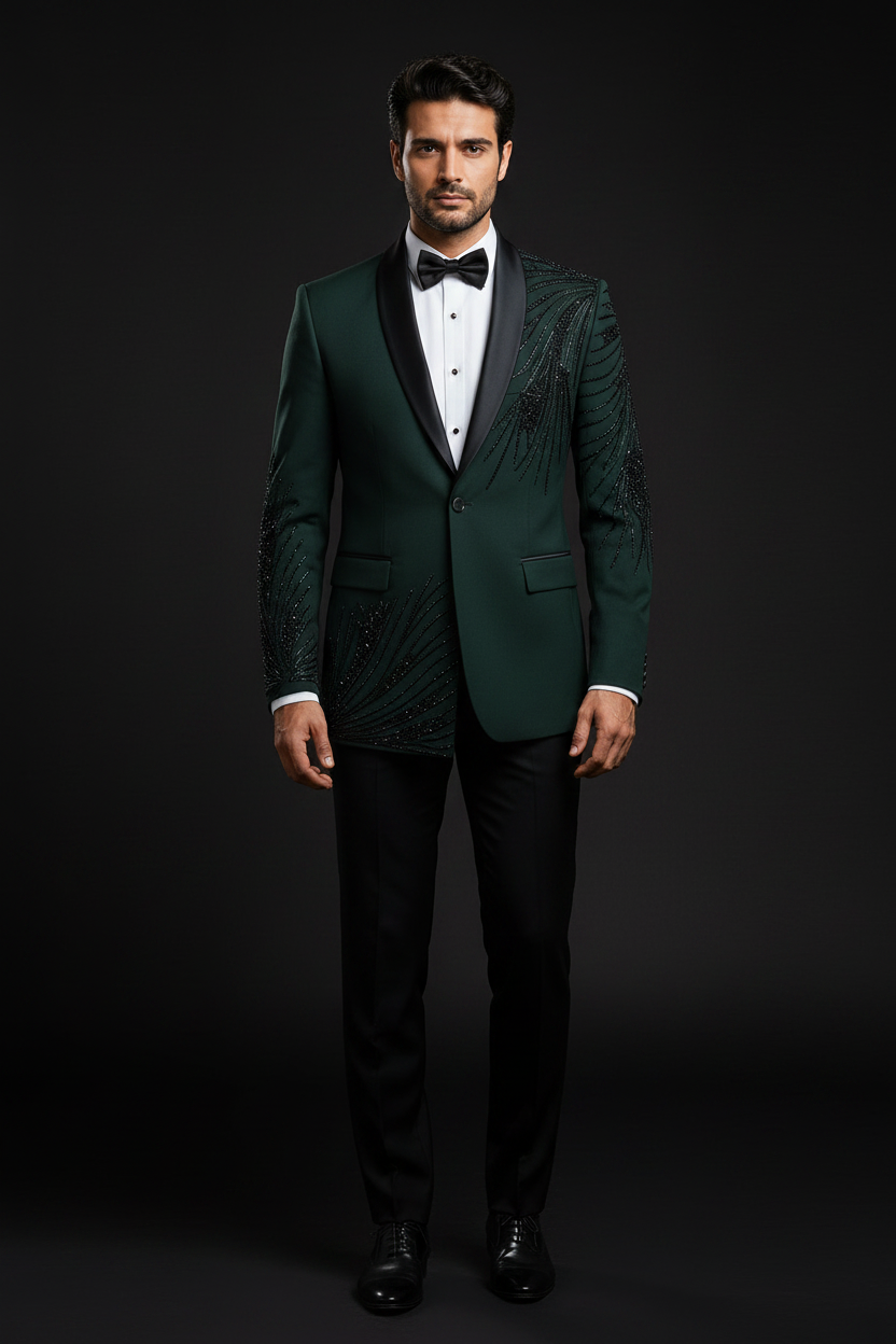 Emerald Tuxedo - White Shirt Full Body