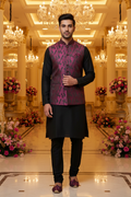 Indoor banquet hall - Sadri in pink feather print fabric