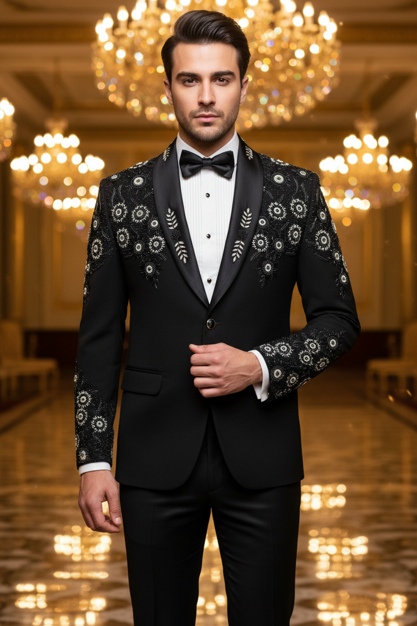 Black Embroidered Tuxedo - Ballroom Hero Shot