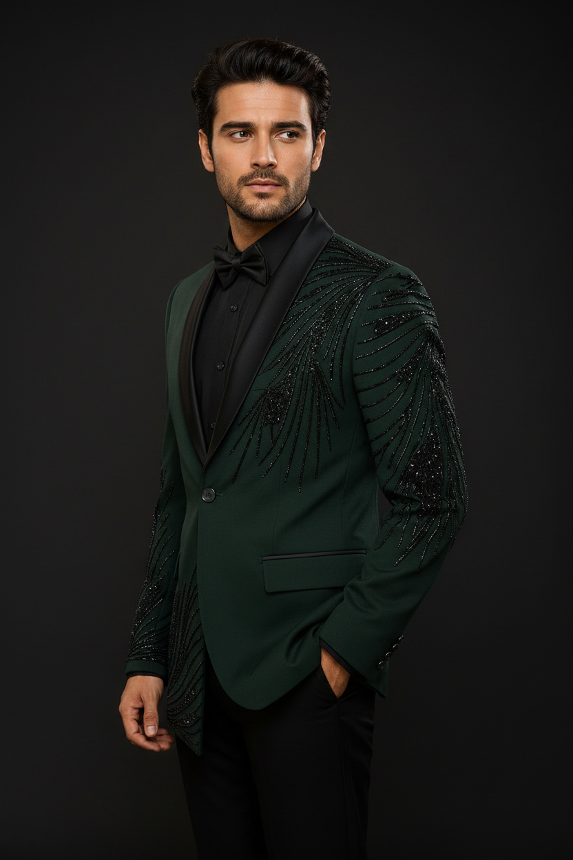Emerald Tuxedo - Black Shirt Side Profile