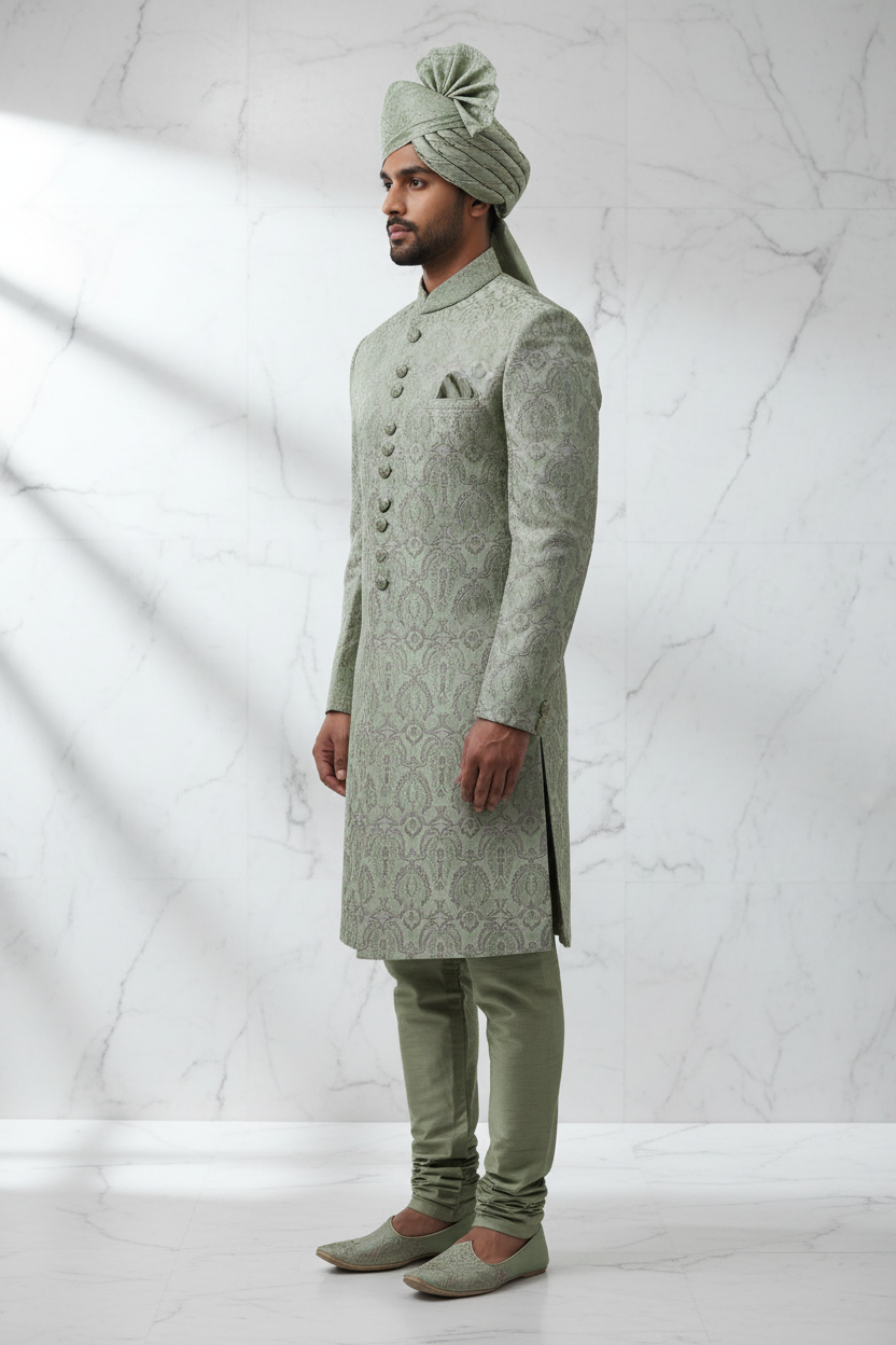 Sage Green Sherwani Side