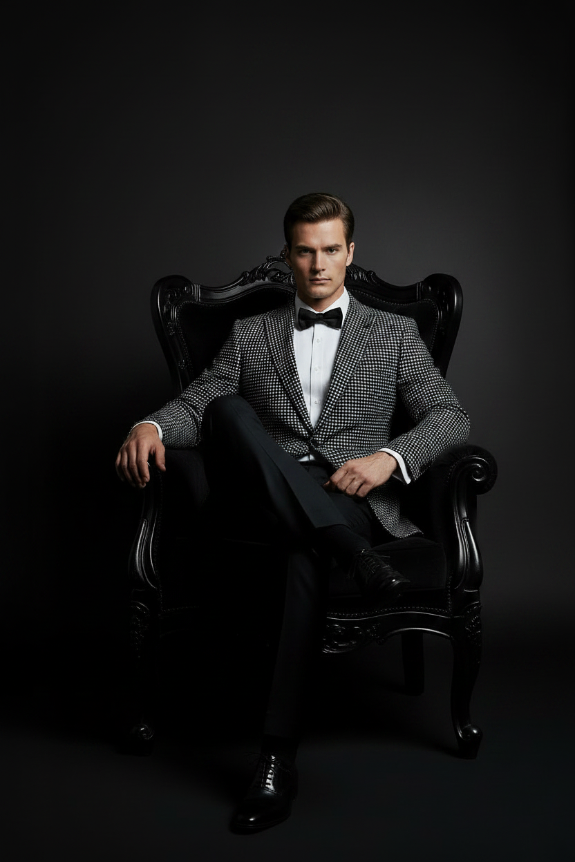 Seated Elegant Tuxedo Pose