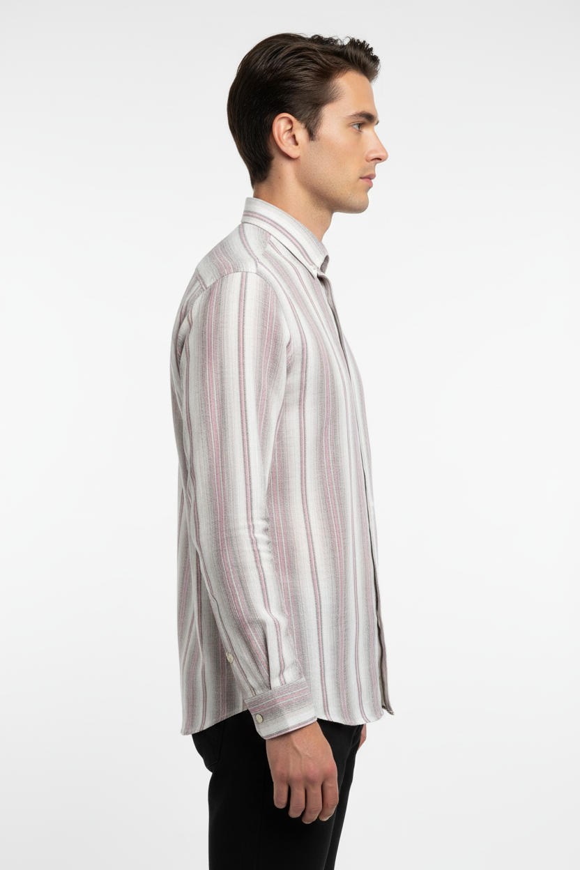 Side View - Striped Shirt - Male Model